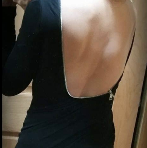 Bebe long sleeve open back floor length dress - Picture 3 of 6